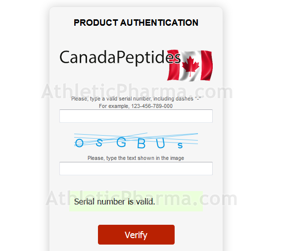 Проверка GHRP-6 (Canada Peptides) по верификационному коду